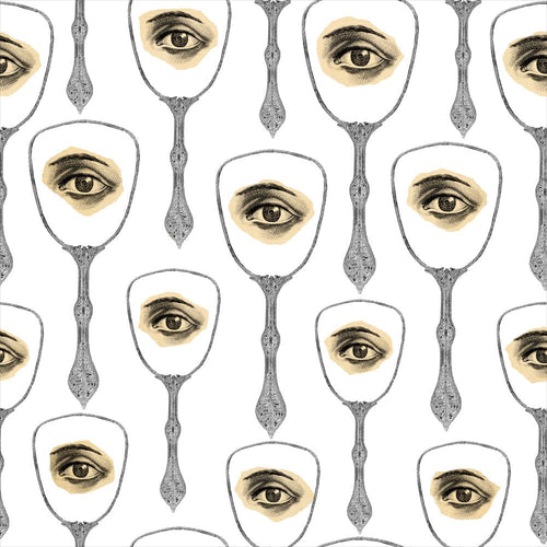 Set 3 rotoli Carta da parati stampata digitale Mirror's Eye Neutral