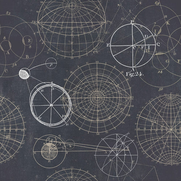 Set 3 rotoli Carta da parati stampata in digitale Astronomia blu