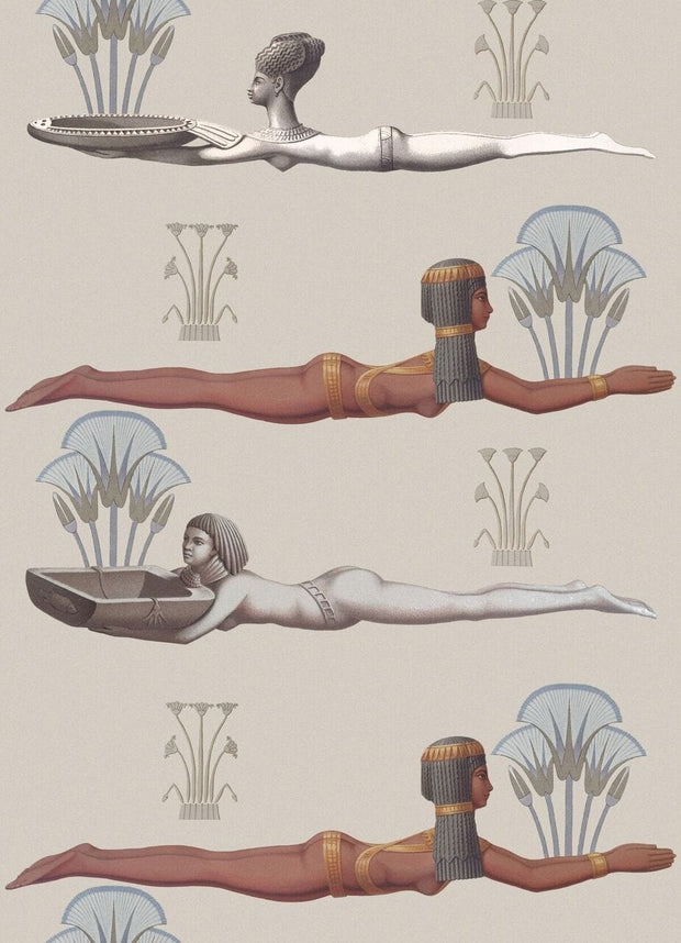 Set 3 rotoli Carta da parati stampata in digitale Egyptum Taupe