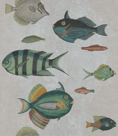 Set 3 rotoli Carta da parati stampata in digitale Grigio pesce