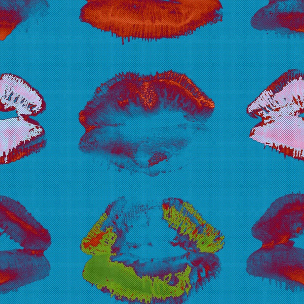 Set 3 rotoli Carta da parati stampata in digitale Neon Kiss Blue