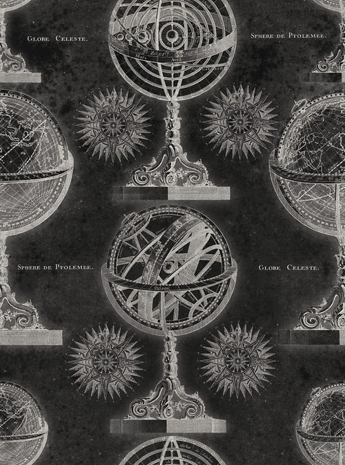 Set 3 rotoli di carta da parati stampata in digitale Armillary Black