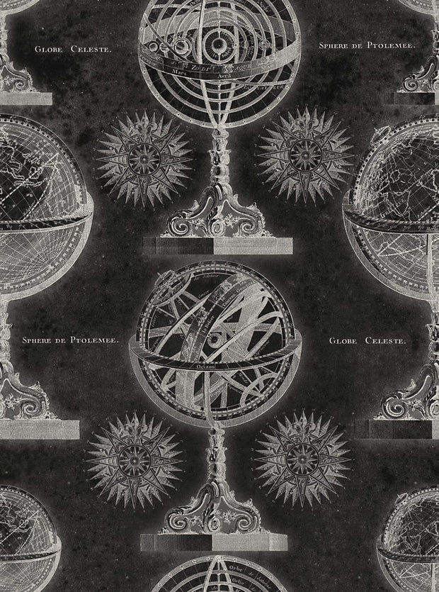 Set 3 rotoli di carta da parati stampata in digitale Armillary Black
