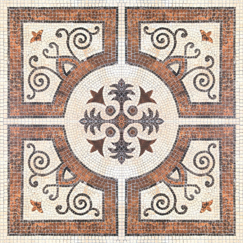 Set 3 rotoli di carta da parati stampata in digitale Piastrella bizantina