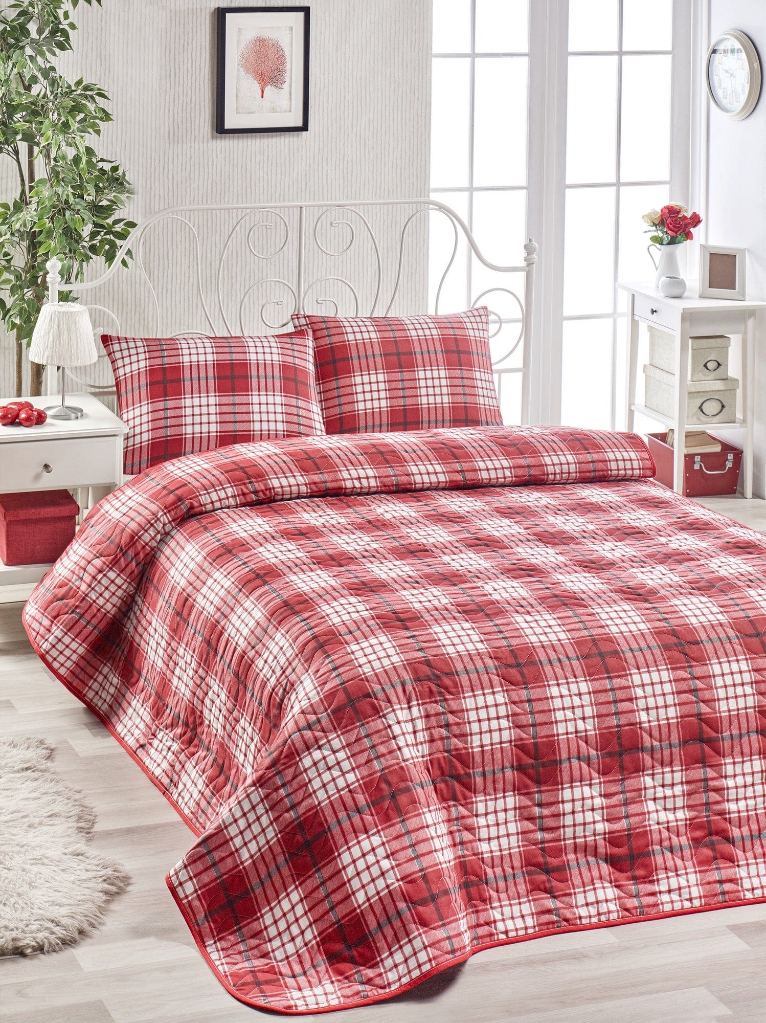 Set Copriletto e 2 federe per cuscini Burberry Rosso, 200 x 220 cm
