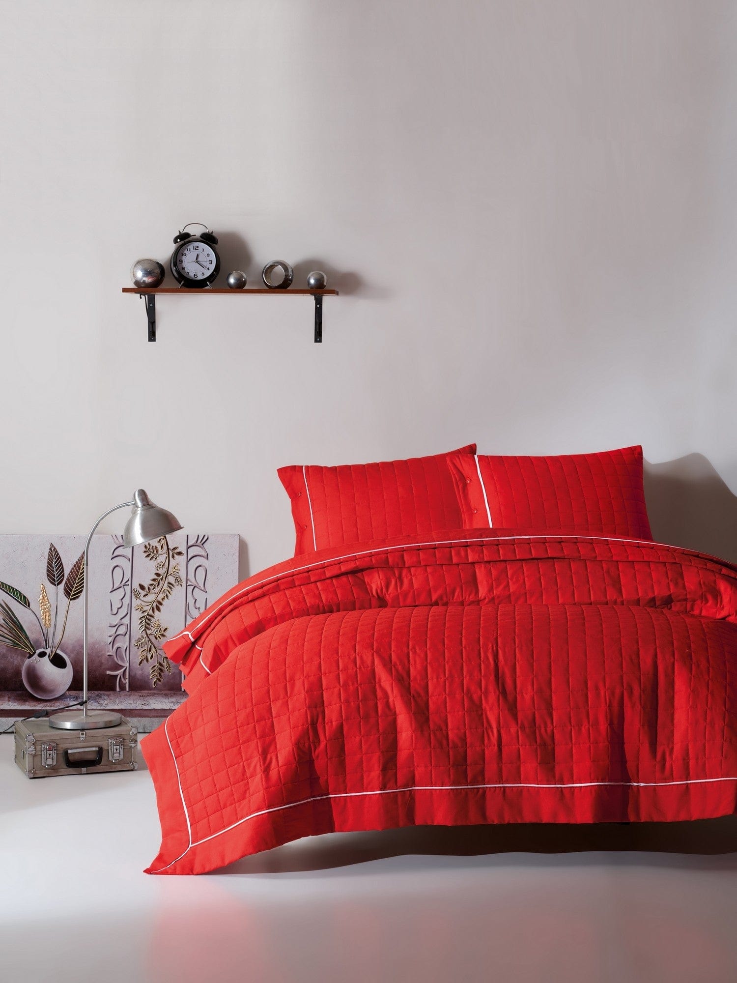 Set Copriletto e 2 federe per cuscini Duzboya Rosso, 240 x 220 cm