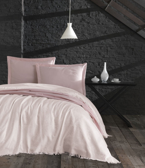 Set Copriletto e 2 federe per cuscini in cotone Nish Rosa, 240 x 260 cm