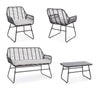 Bizzotto Set da giardino 4 posti con tavolino Burrel Nero