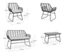 Bizzotto Set da giardino 4 posti con tavolino Burrel Nero