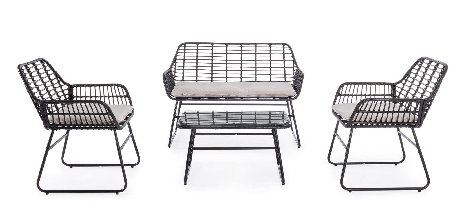 Bizzotto Set da giardino 4 posti con tavolino Burrel Nero