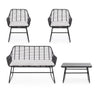 Bizzotto Set da giardino 4 posti con tavolino Burrel Nero