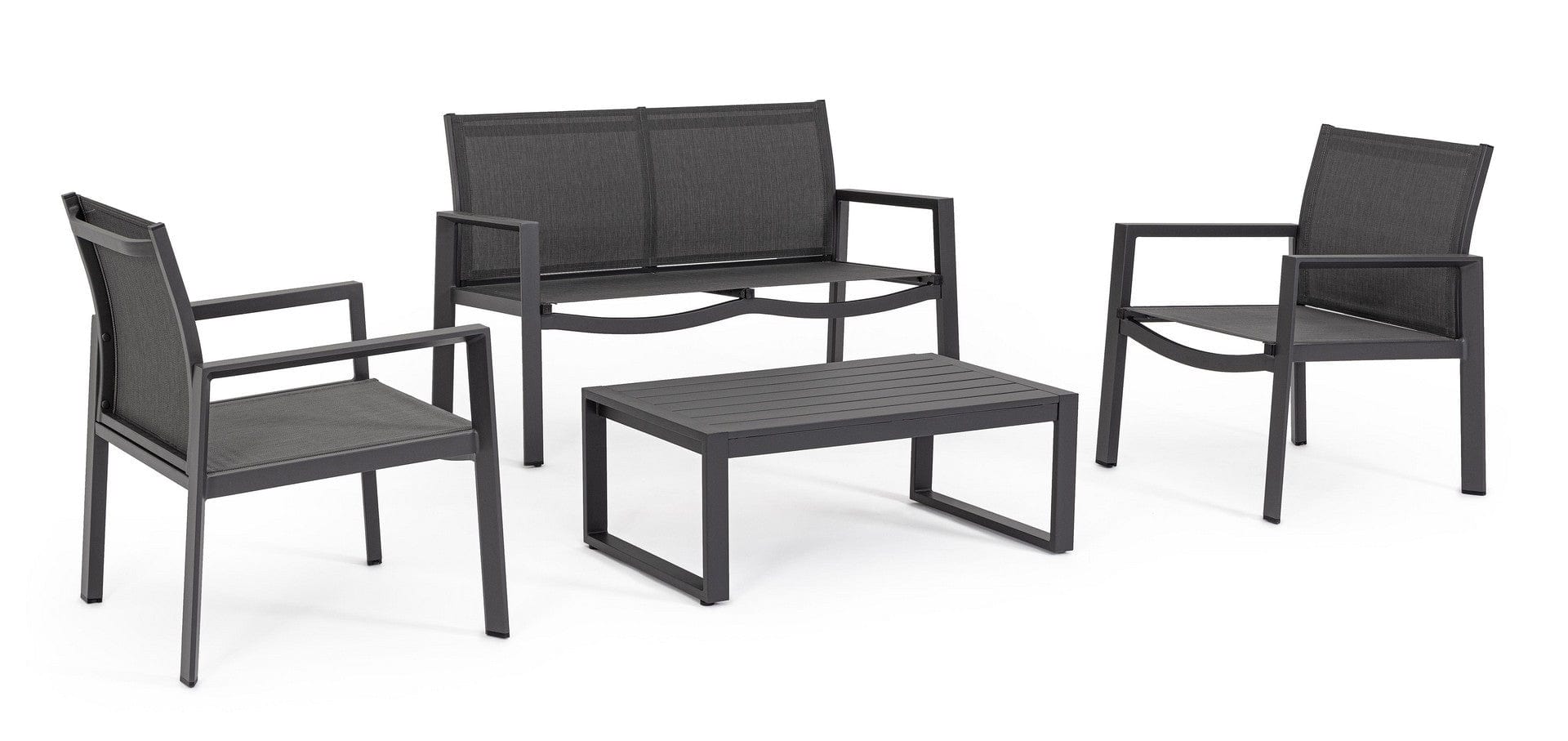 Bizzotto Set da giardino 4 posti con tavolino Kallen Antracite