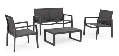 Bizzotto Set da giardino 4 posti con tavolino Kallen Antracite