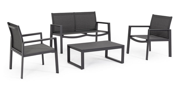 Bizzotto Set da giardino 4 posti con tavolino Kallen Antracite