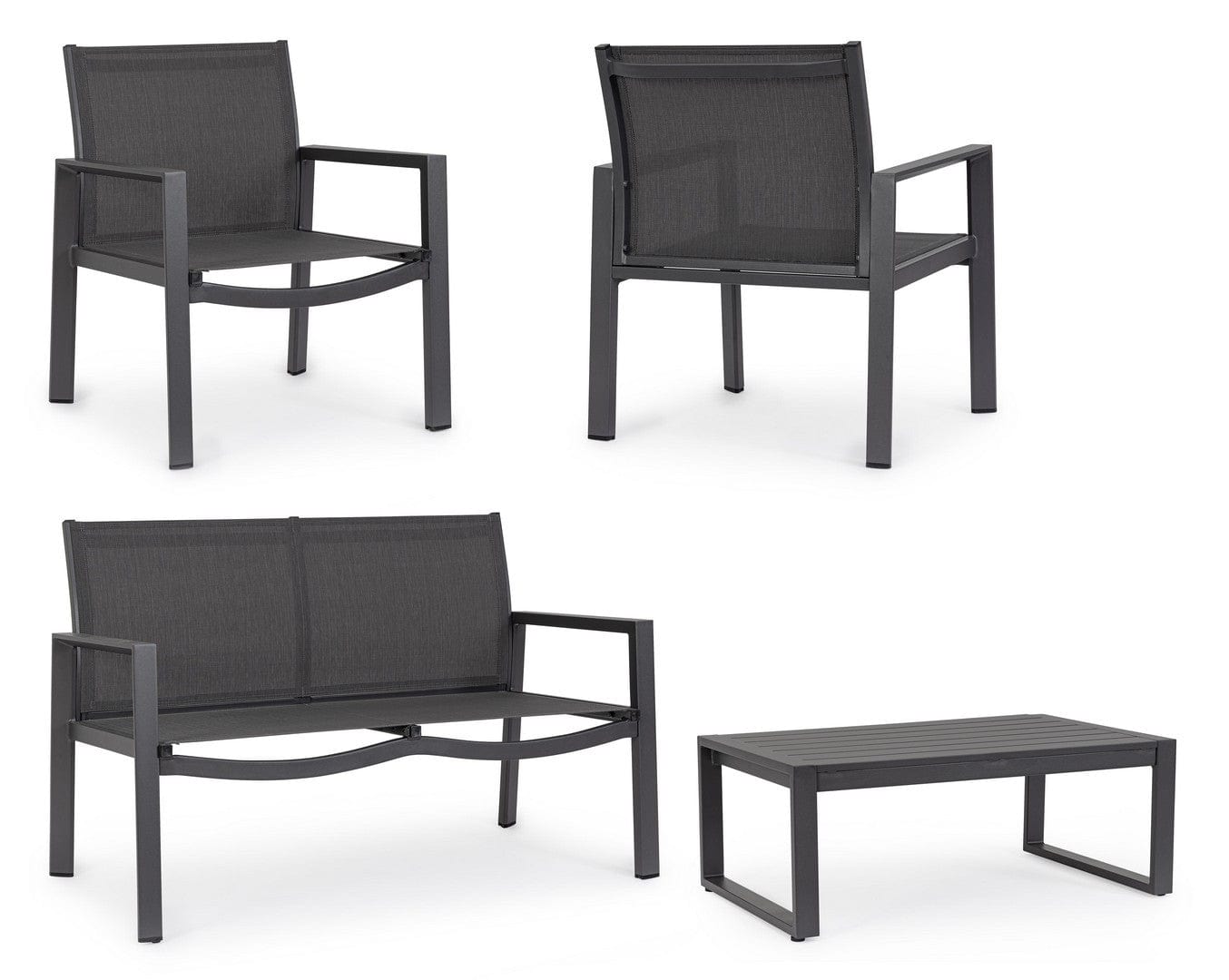 Bizzotto Set da giardino 4 posti con tavolino Kallen Antracite