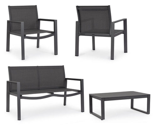 Bizzotto Set da giardino 4 posti con tavolino Kallen Antracite
