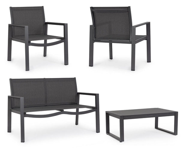 Bizzotto Set da giardino 4 posti con tavolino Kallen Antracite