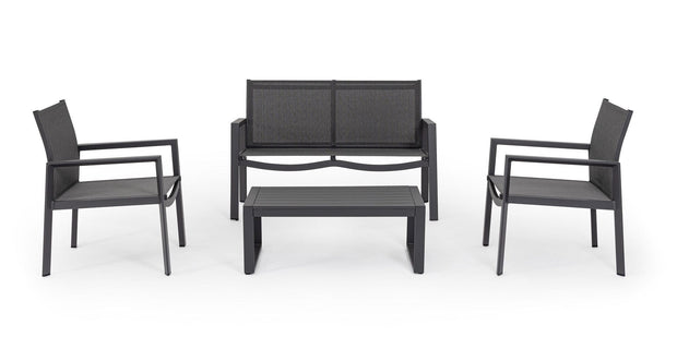 Bizzotto Set da giardino 4 posti con tavolino Kallen Antracite
