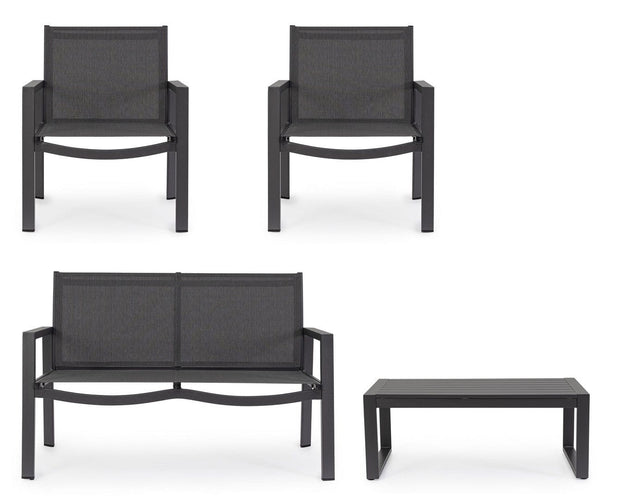Bizzotto Set da giardino 4 posti con tavolino Kallen Antracite
