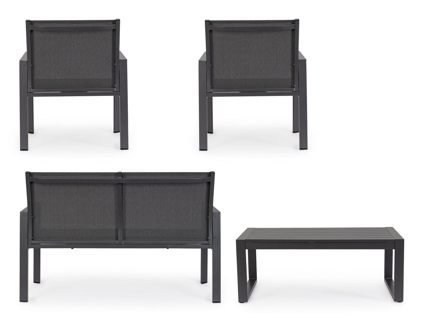 Bizzotto Set da giardino 4 posti con tavolino Kallen Antracite