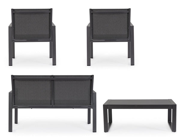 Bizzotto Set da giardino 4 posti con tavolino Kallen Antracite