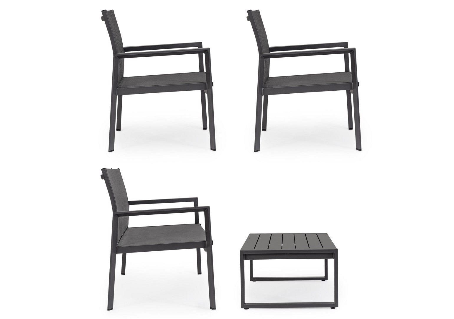Bizzotto Set da giardino 4 posti con tavolino Kallen Antracite
