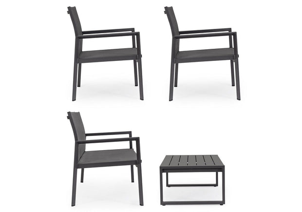Bizzotto Set da giardino 4 posti con tavolino Kallen Antracite