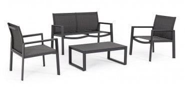 Bizzotto Set da giardino 4 posti con tavolino Kallen Antracite