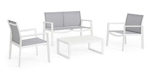 Bizzotto Set da giardino 4 posti con tavolino Kallen Bianco