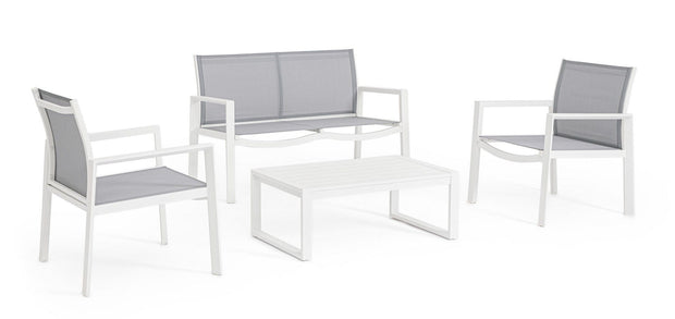 Bizzotto Set da giardino 4 posti con tavolino Kallen Bianco