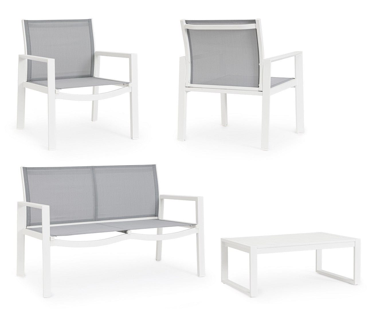 Bizzotto Set da giardino 4 posti con tavolino Kallen Bianco