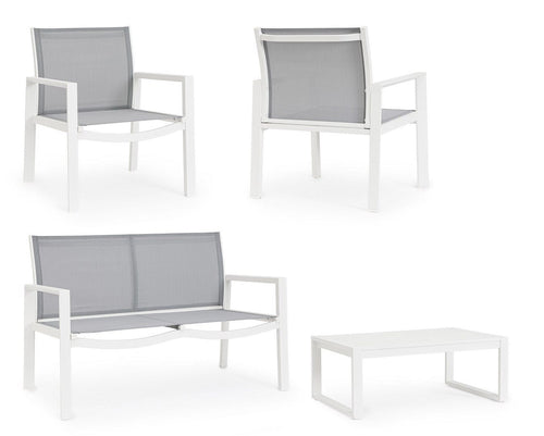 Bizzotto Set da giardino 4 posti con tavolino Kallen Bianco