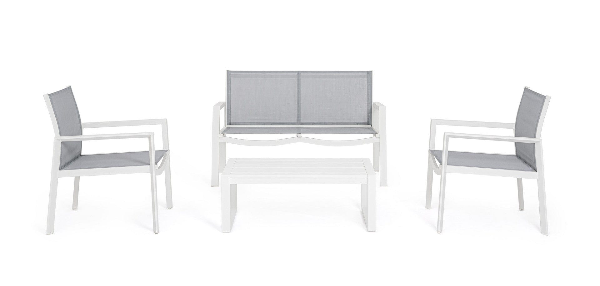 Bizzotto Set da giardino 4 posti con tavolino Kallen Bianco