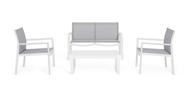 Bizzotto Set da giardino 4 posti con tavolino Kallen Bianco