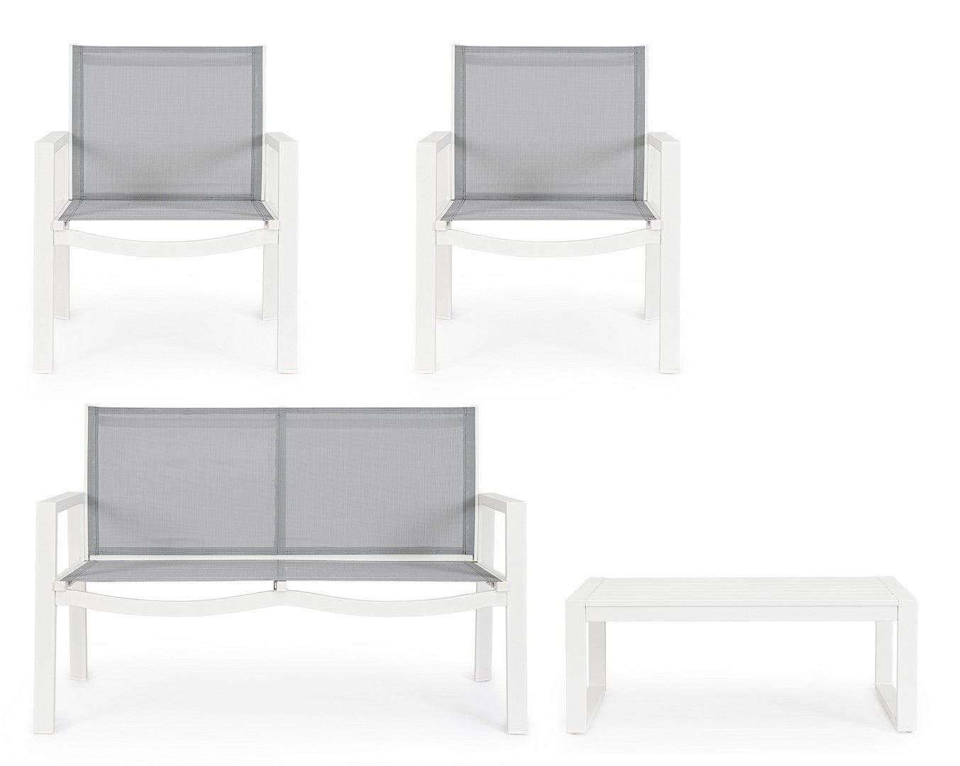 Bizzotto Set da giardino 4 posti con tavolino Kallen Bianco