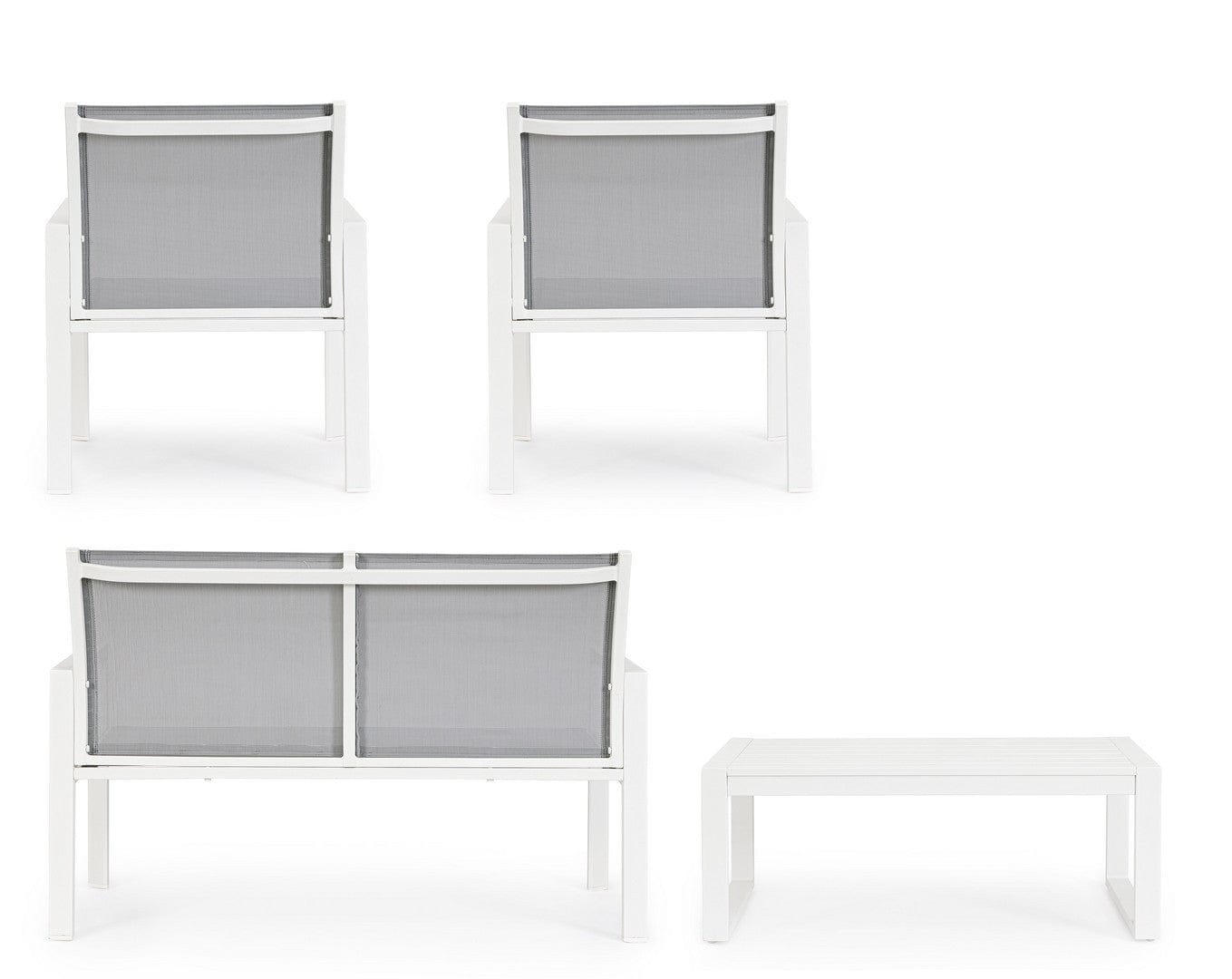 Bizzotto Set da giardino 4 posti con tavolino Kallen Bianco