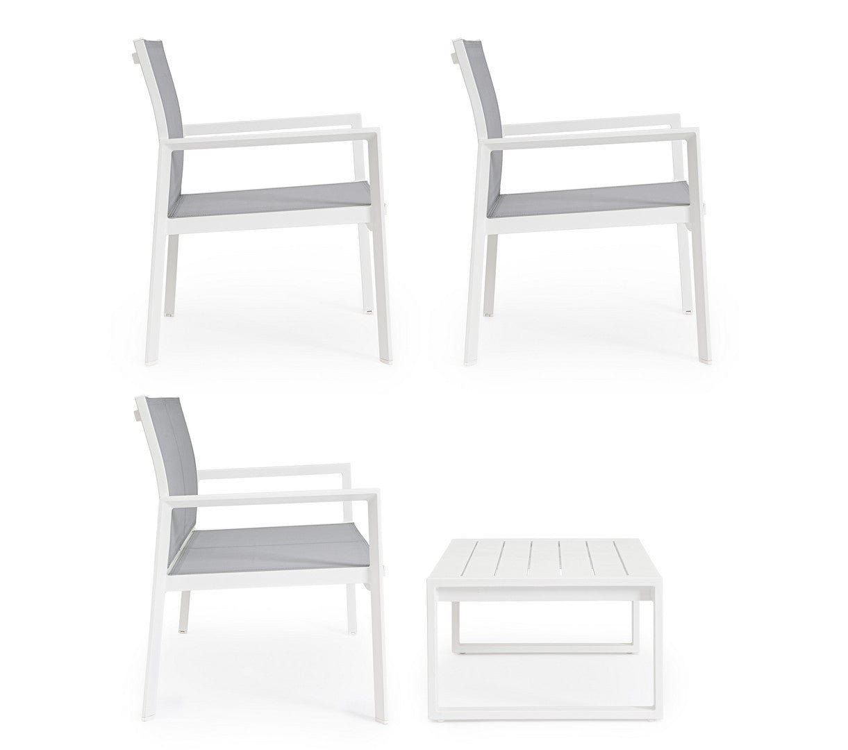 Bizzotto Set da giardino 4 posti con tavolino Kallen Bianco