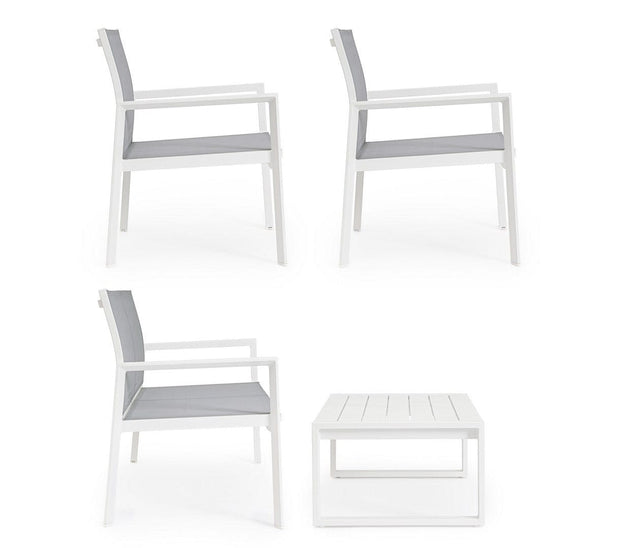 Bizzotto Set da giardino 4 posti con tavolino Kallen Bianco
