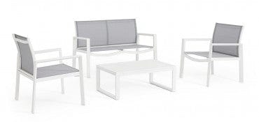 Bizzotto Set da giardino 4 posti con tavolino Kallen Bianco