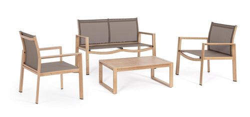 Bizzotto Set da giardino 4 posti con tavolino Kallen Naturale