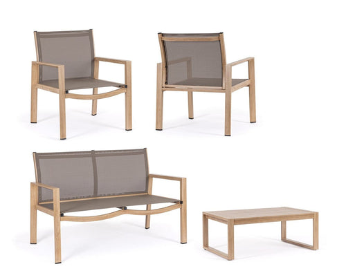 Bizzotto Set da giardino 4 posti con tavolino Kallen Naturale