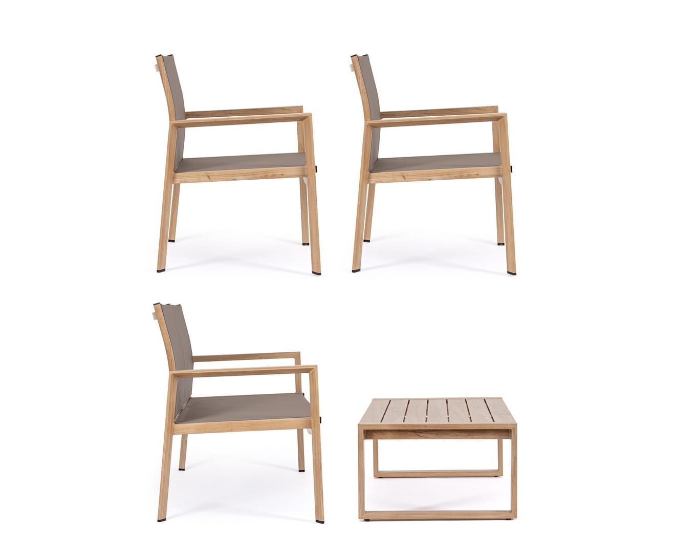 Bizzotto Set da giardino 4 posti con tavolino Kallen Naturale
