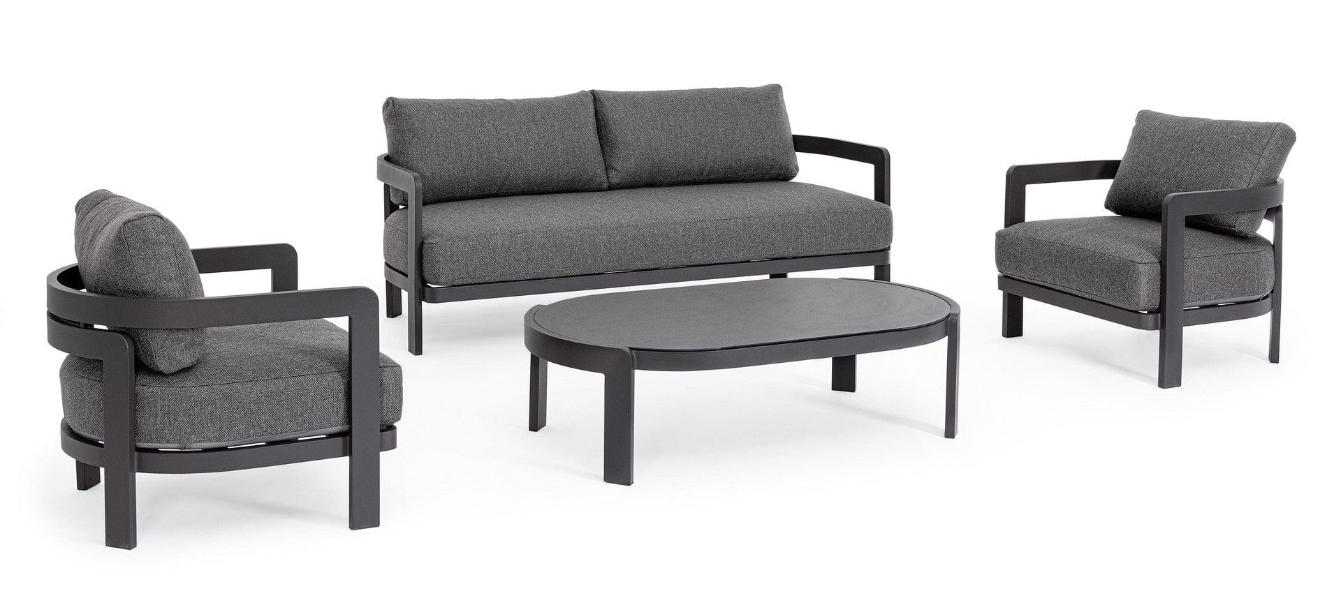 Bizzotto Set da giardino 4 posti con tavolino Presley Antracite