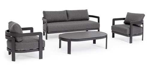 Bizzotto Set da giardino 4 posti con tavolino Presley Antracite