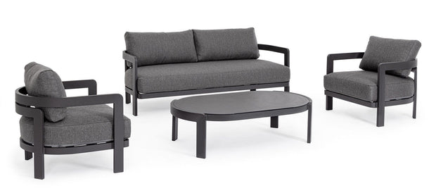 Bizzotto Set da giardino 4 posti con tavolino Presley Antracite