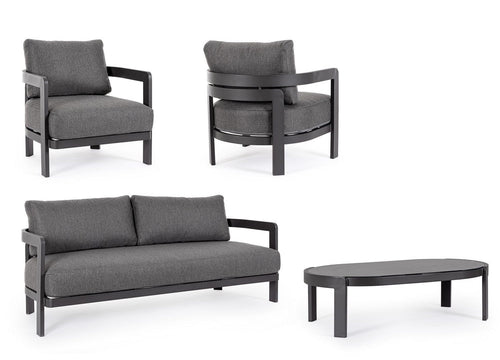 Bizzotto Set da giardino 4 posti con tavolino Presley Antracite