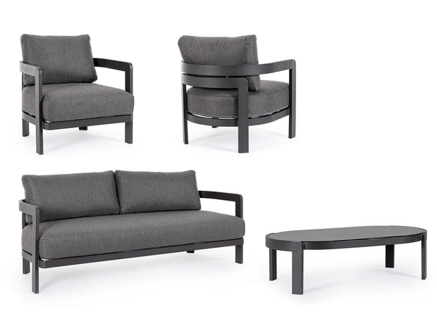 Bizzotto Set da giardino 4 posti con tavolino Presley Antracite