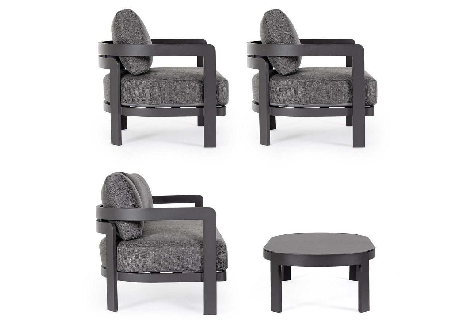 Bizzotto Set da giardino 4 posti con tavolino Presley Antracite