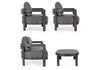 Bizzotto Set da giardino 4 posti con tavolino Presley Antracite
