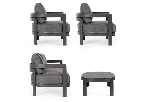 Bizzotto Set da giardino 4 posti con tavolino Presley Antracite